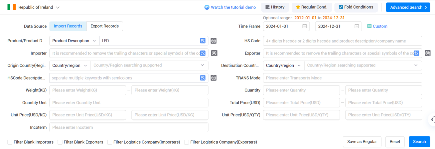 爱尔兰海关数据,海关数据,威九国际V9海关数据